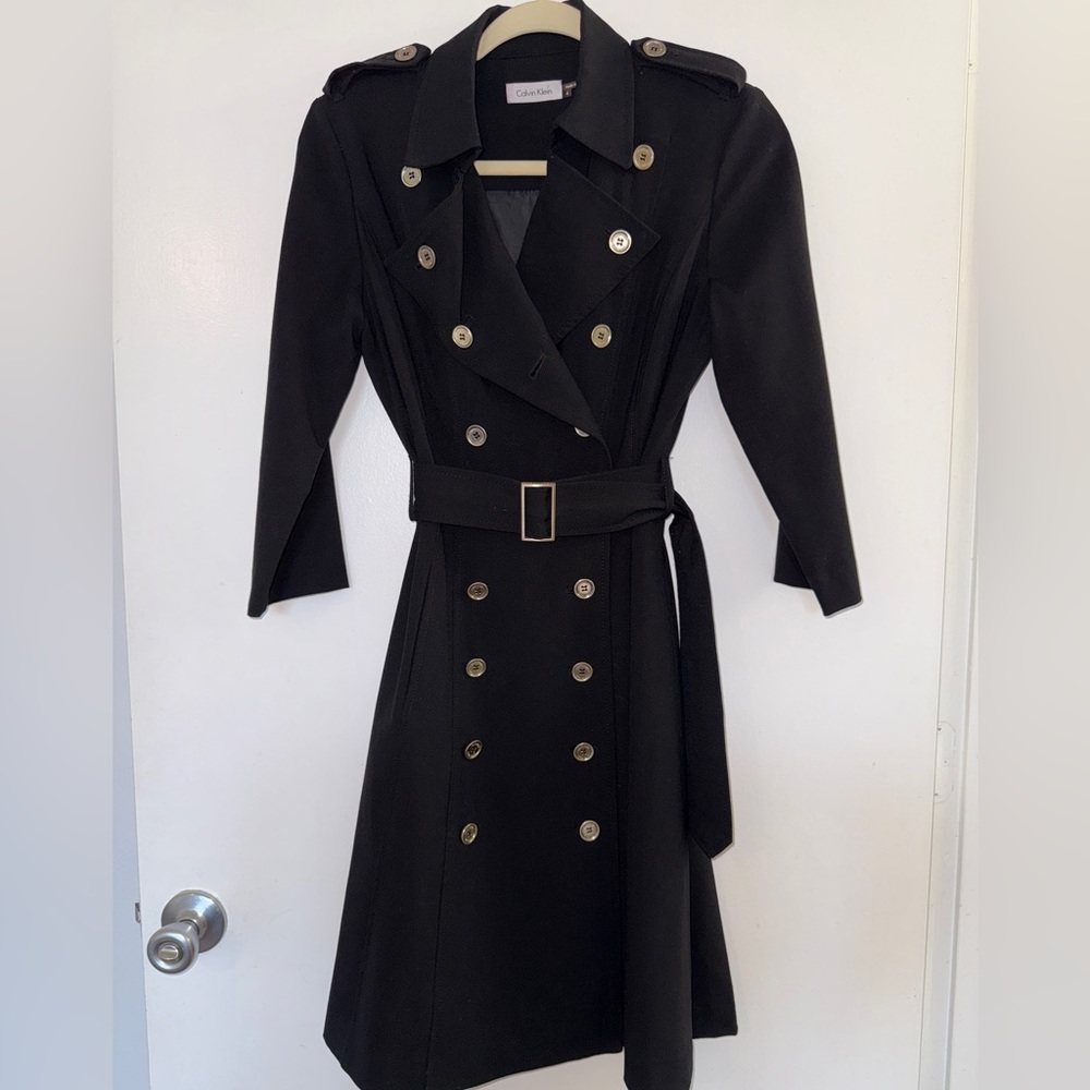 Calvin Klein Black Long Sleeve Trench Dress
